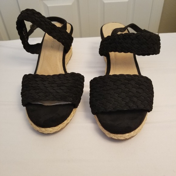 Bella Vita Shoes - Bella Vita Black Braided Espadrille Wedge Sandals Women Size 11W Strappy Boho